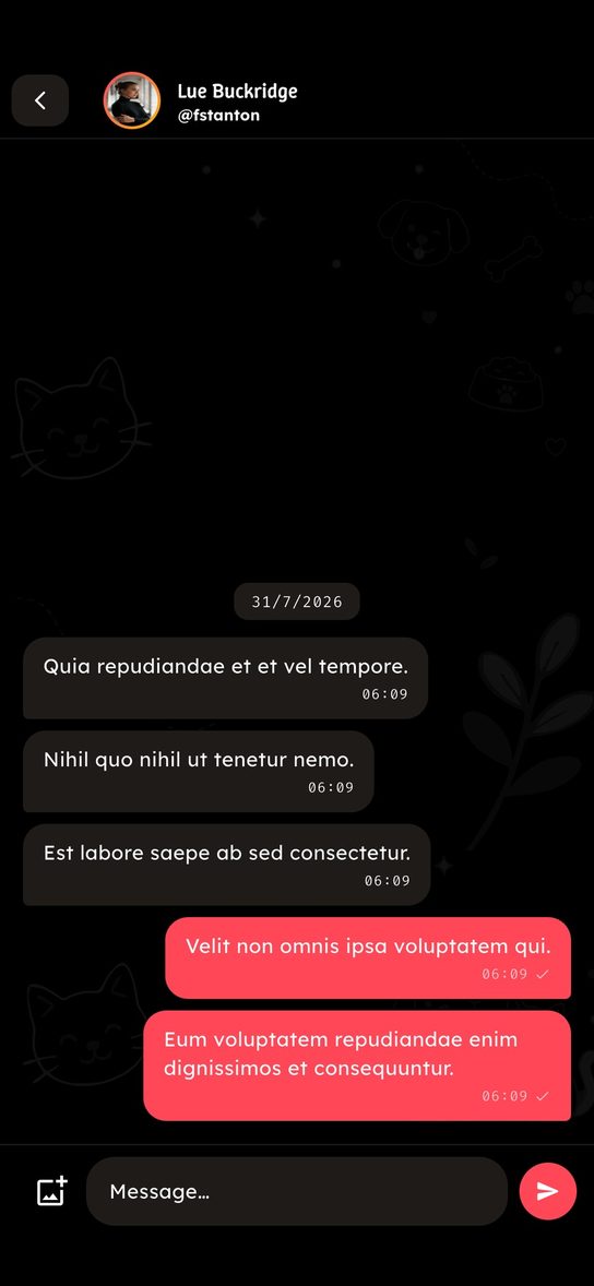 Petsmate app chat between two pet owners